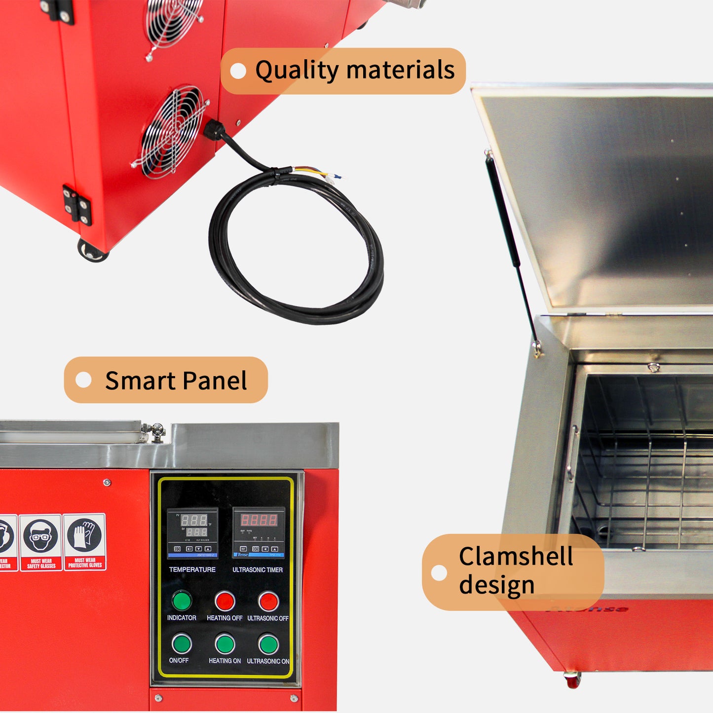 113Gal/430L Ultrasonic Cleaner Large Capacity 208-230V 3Ph with Digital Heater Timer, S112B, Professional Industrial Ultrasonic Washing for Heavy-Duty Parts Auto Parts Tools